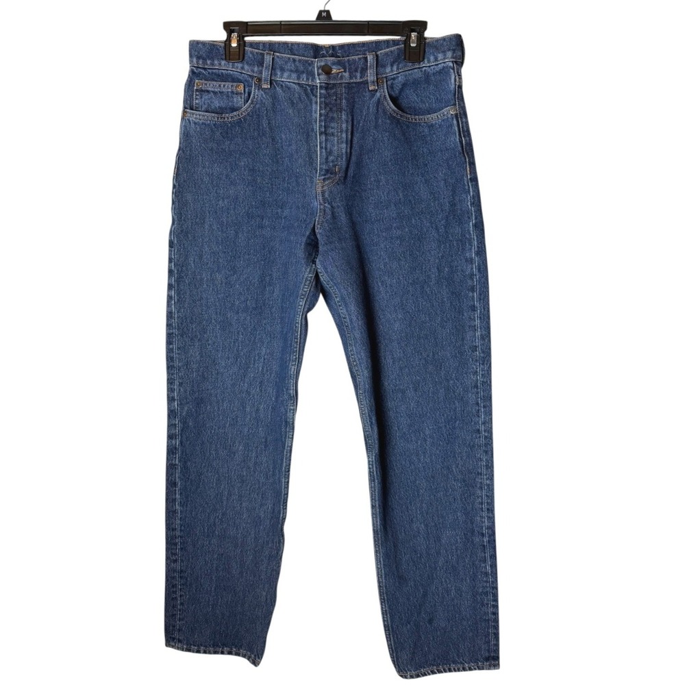 COS Jeans Women 29 Blue Denim Cotton Relaxed Fit Mid Rise Cropped Button Fly